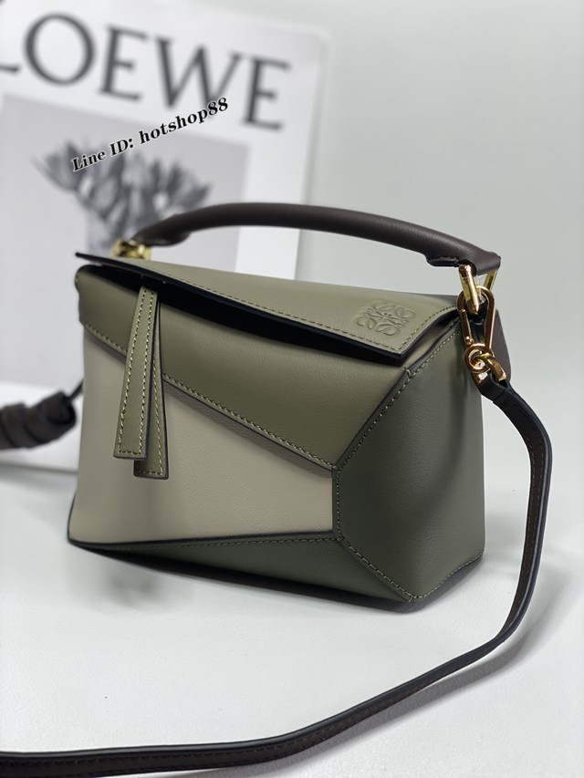 Loewe羅意威Puzzle女款系列mini巧克力拼色手提肩背包 3000A lyw1272